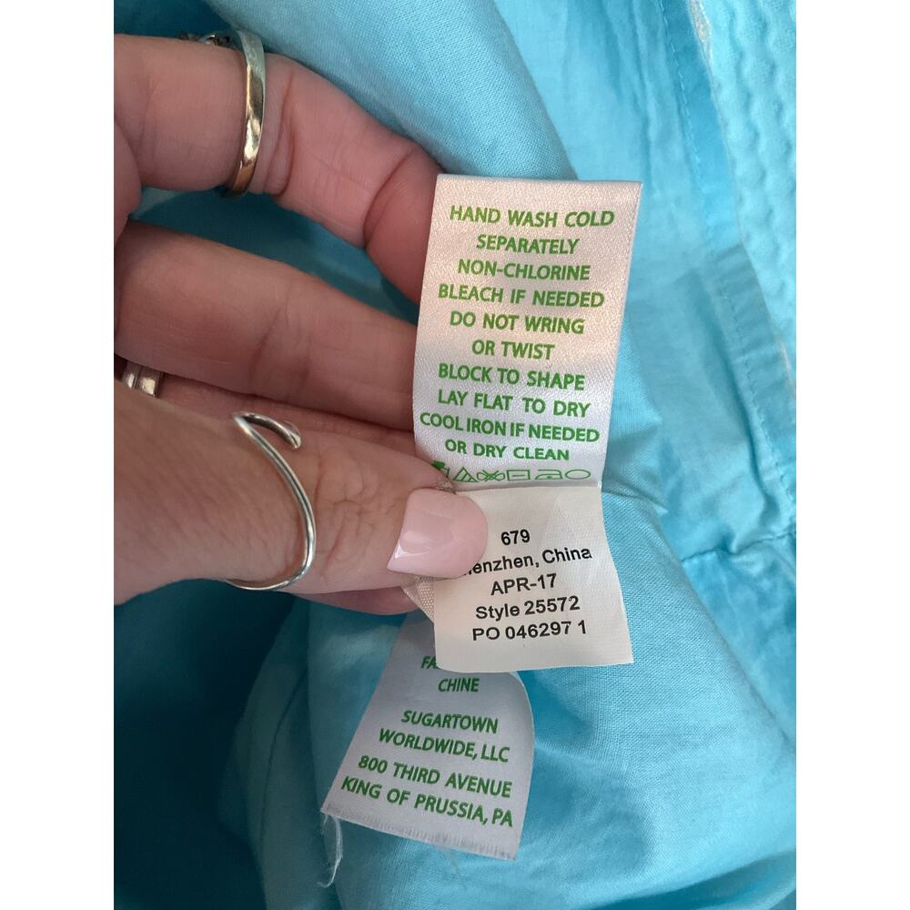 Lilly Pulitzer Kenzie Dress Size 6 Resort Aqua Gold Beaded V-Neck Mini - Picture 8 of 8